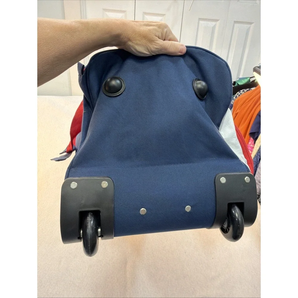 USPolo ASSN Red White And Blue Duffel‎ Bag With Wheels And Handle